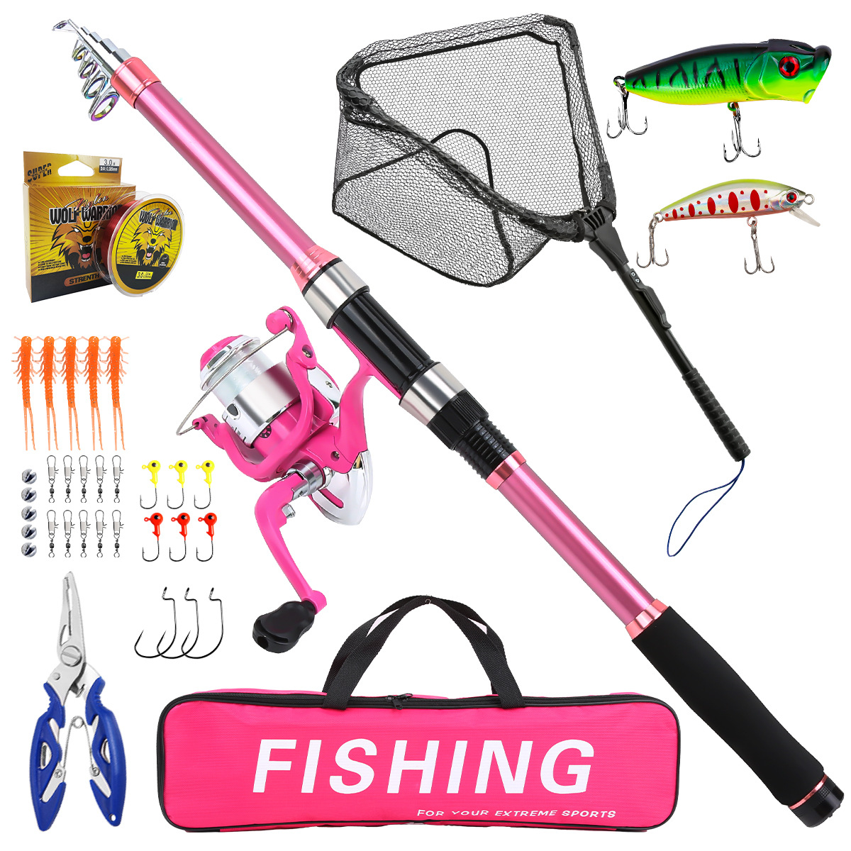 Fishing Pole Set Full Kits Wit - Fishing Rod Spinning 评论和价格