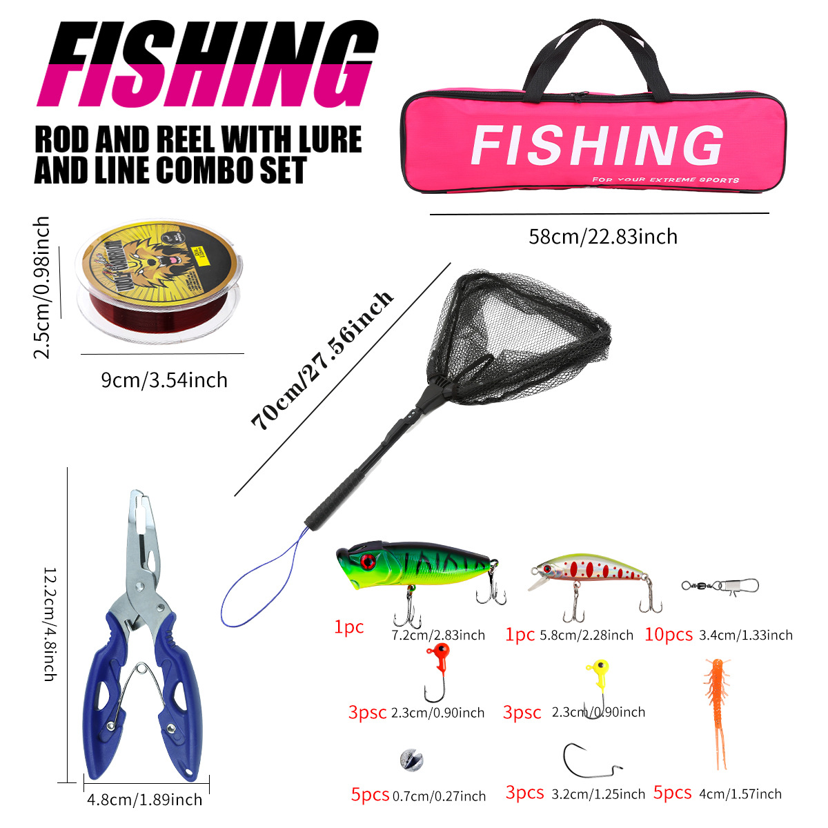 Fishing Pole Set Full Kits Wit - Fishing Rod Spinning 评论和价格